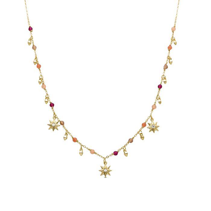 Collier Luxenter En Argent 925 Avec Cristaux Multicolores Finis En or Jaune 18K - Sekhay