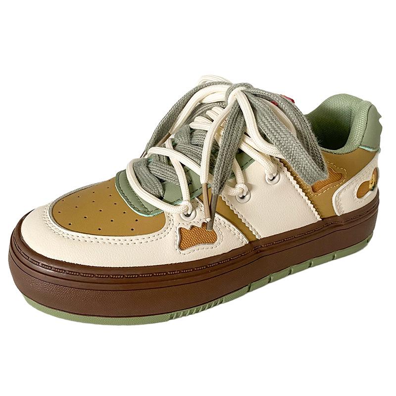 

B-9299 latex insole/pair of shoelaces, small white shoes, women s niche design, graffiti latte color board shoes, casual women s shoes 40 лате