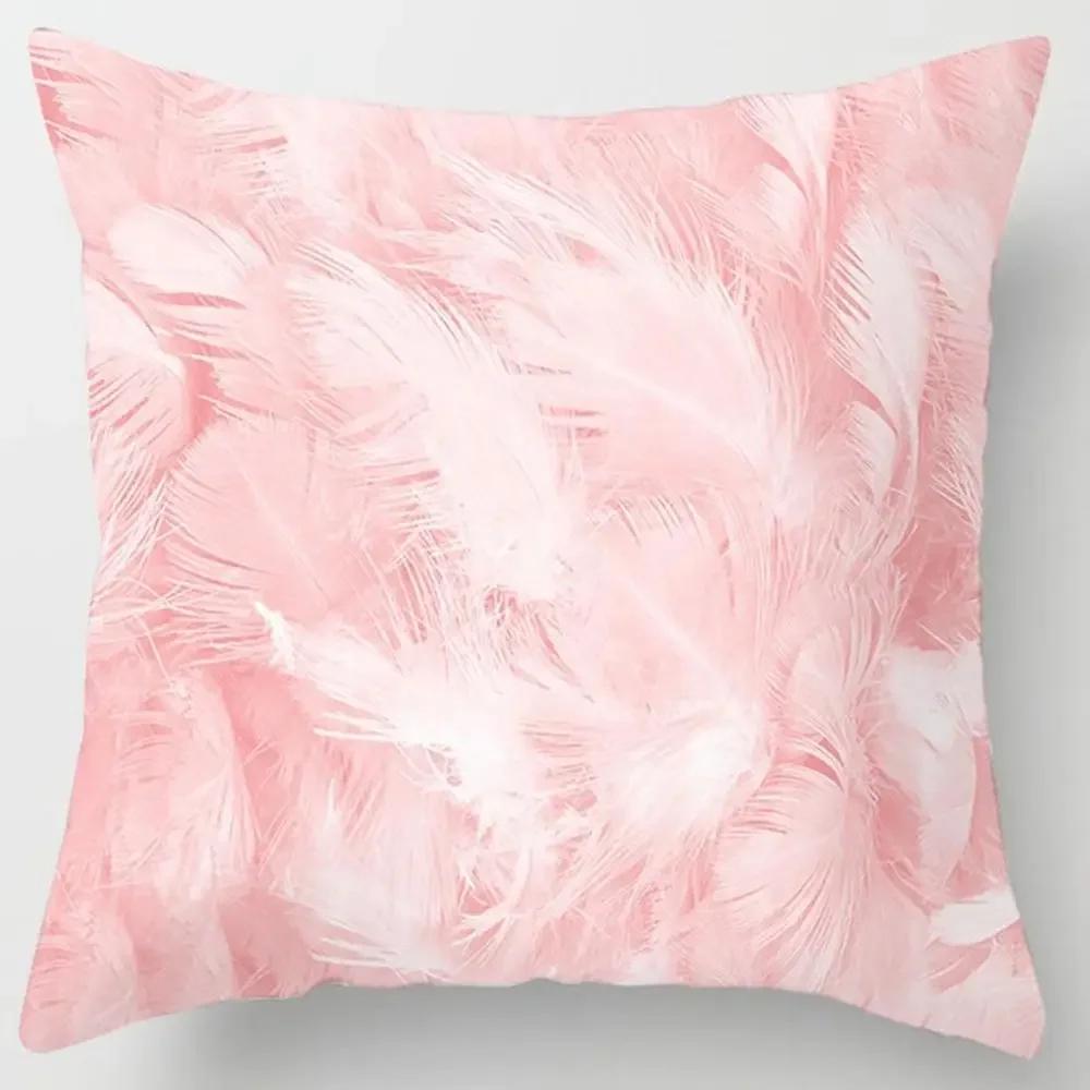 Modern Pink Pillow Case Polyester Peachskin Soft Cushion Cover Car Sofa Bedroom Living Room Fashion Home Decorative Pillowcase