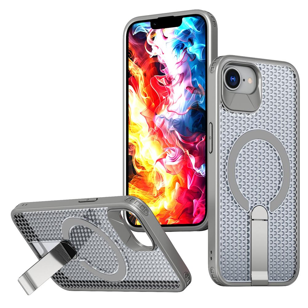 KEYSION Hollow Heat Dissipation Case for MagSafe for iPhone 17e 16e Magnetic Cooling Hide Kickstand Shockproof Phone Back Cover