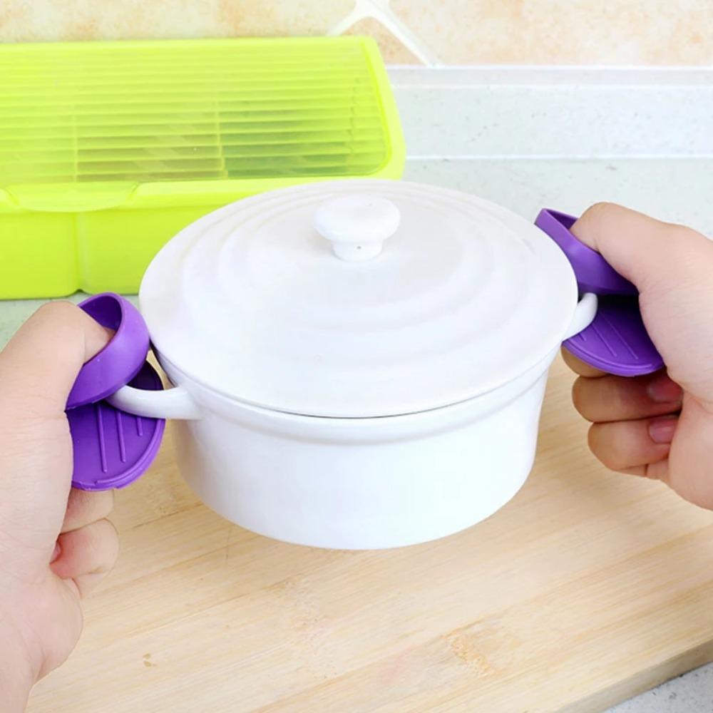 10pcs Kitchen Dishes Silicone Oven Heat Insulated Finger Glove Microwave Oven Silicone Non-slip Holder Kitchen Accessories