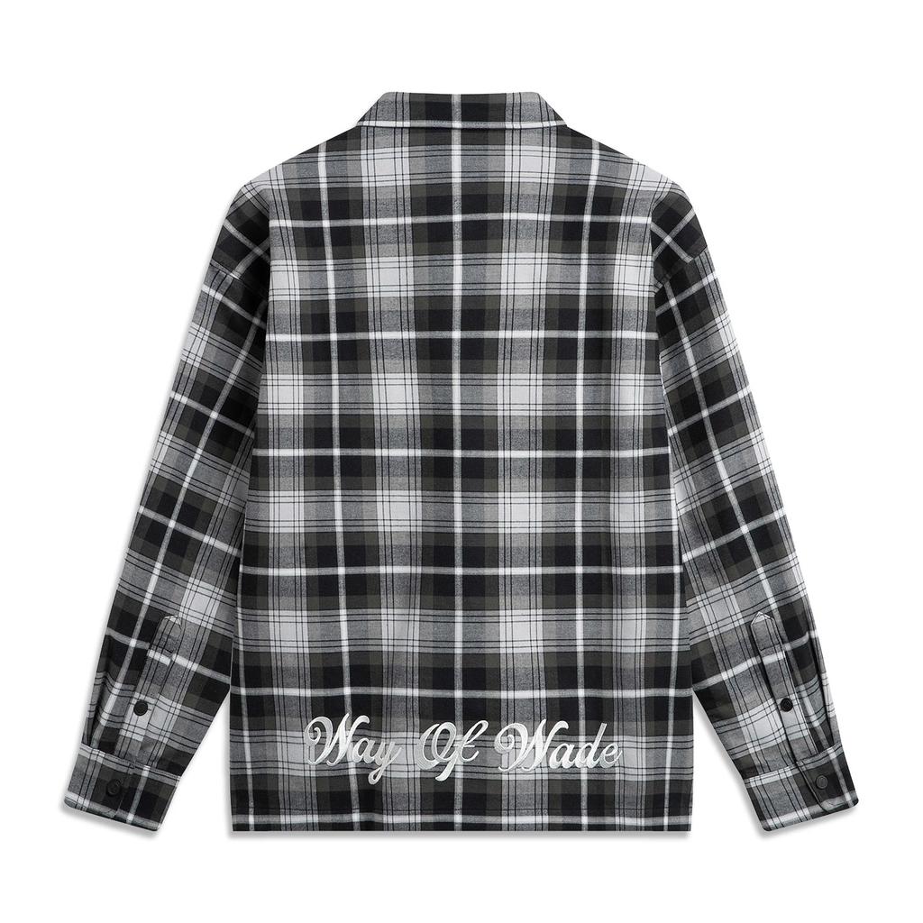 Li-Ning Wade Series Plaid Single-Breasted Collar Fleece Warm Loose Jacket Men Jackets Black AFDV095-1