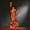 Statua di Guan Gong in Palissandro Scolpita a Mano - Dio Cinese della Ricchezza e della Protezione, Scultura Guerriera Feng Shui per Benedizioni Casa/Attività
