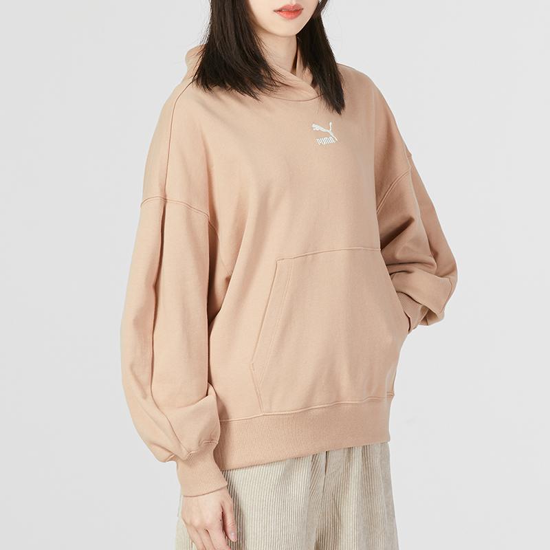 PUMA Classics Oversized Hoodie Women Tops Khaki 673576-89