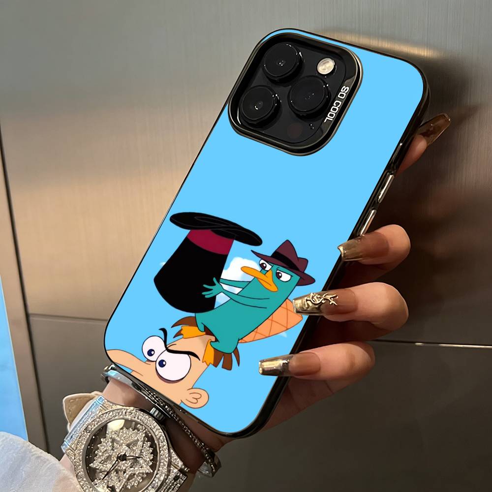 P-Perry The P-Platypus Phone Case For IPhone17 16 11 12 13 14 15 16 Pro Max Plus Cover Colored Silver Funda Bumber