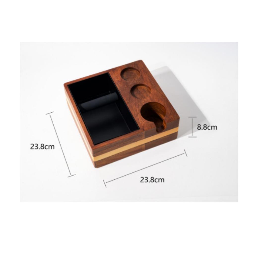 Coffee Grounds Bin with Tool Holder Wooden Tamping Station Functional Maker