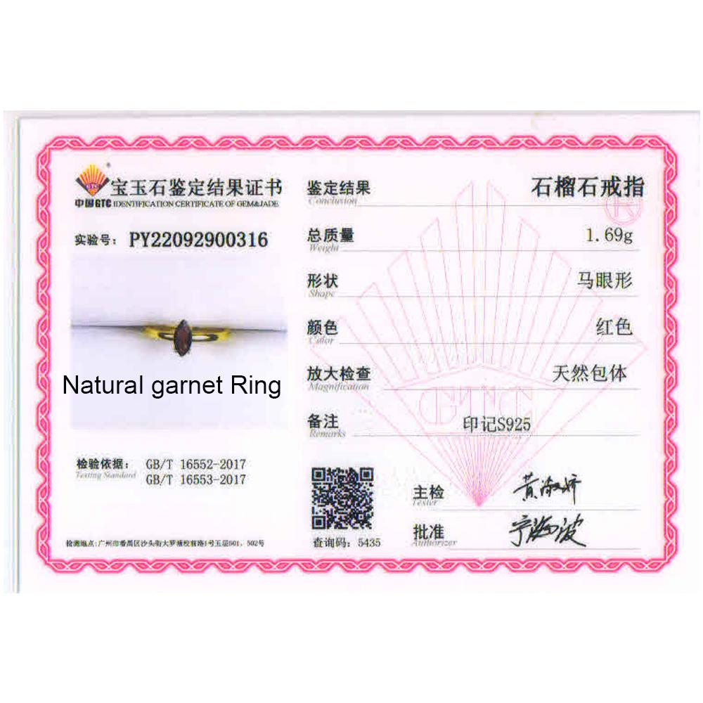 Natural Simple Garnet Ring Mq 4*8mm Semi Precious Gemstone 925 Sterling Silver Fine Jewelry for Girls Women Daily Wear Nice Gift