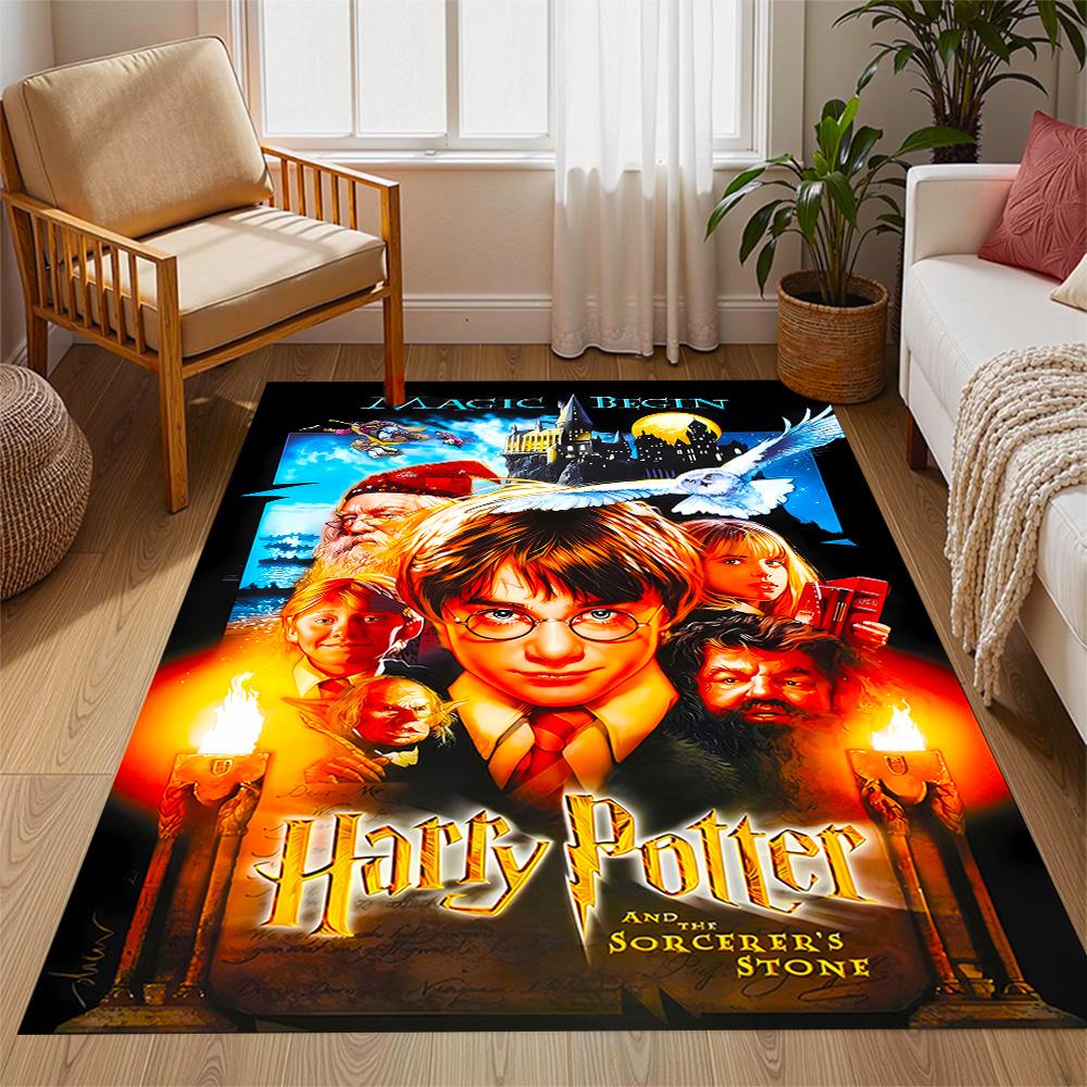 Harry Potter Hogwarts Themed Anti-Slip Rugs - Polyester Home Decor, Suitable for Bedrooms, Living Rooms, Doorways, Studios, and Decorations