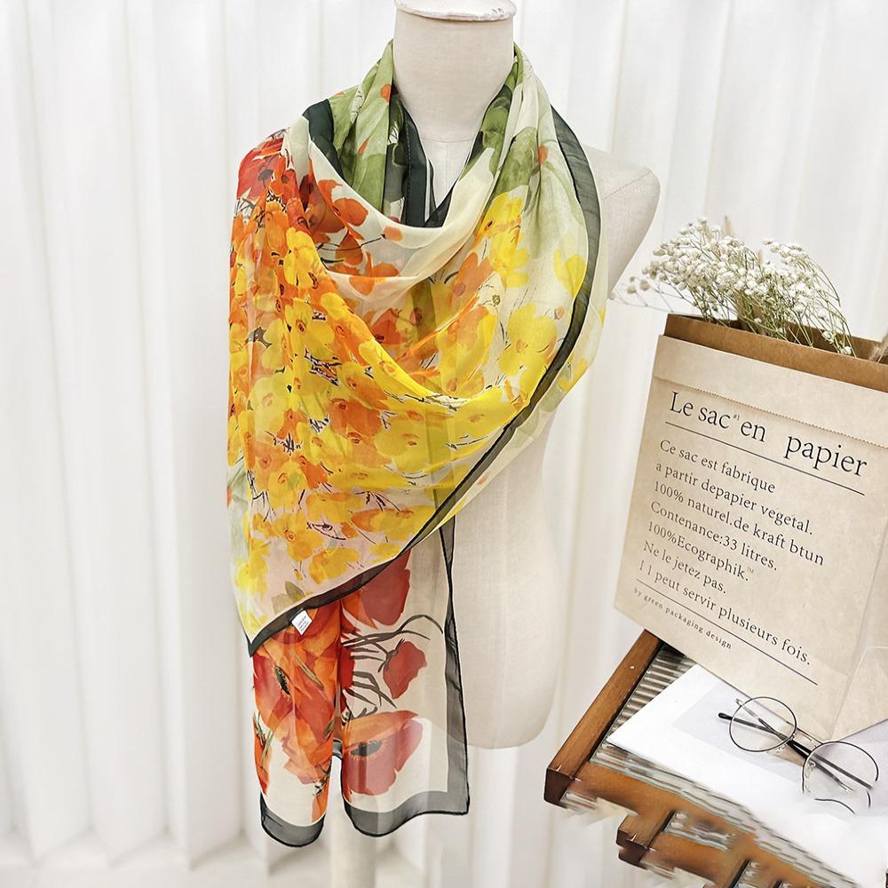 Sun-Resistant Beach Shawl Breathable Sunscreen Hijab Summer Silk Scarf  for Women