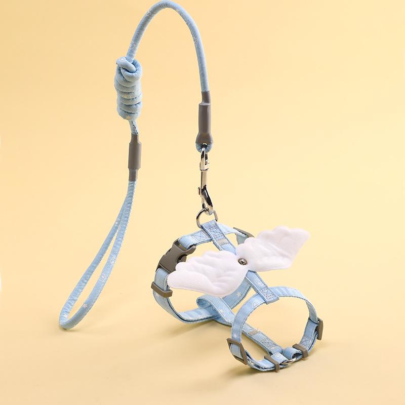 

Cat Traction Rope I-shaped Angel Wings Cat Rope Special Pet Traction Rope for Cats Out Wholesale of Pet Supplies Accessories S (1.5-3kg of pet) синий