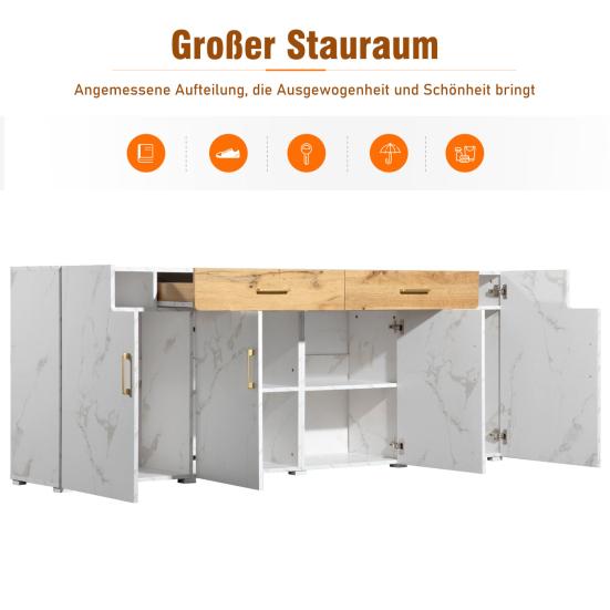 Storage Cabinet High Stability with 4 Doors Sturdy Construction Smooth Edge Easy Installation Item Storage Living Room Storage Cabinet Free-Standing
