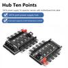 4 Pin PWM Cooler Fan Hub Splitter Adapter Socket Replacement PC Speed Controller Adapter PC 1 To 10 10Pin PWM Cooling Fan