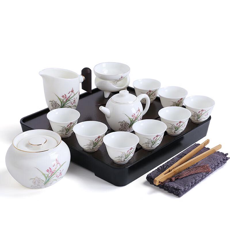 Mutton-fat Jade Porcelain Travel Tea Set