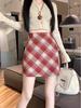 Korean Style Retro Plaid High-Waist Wool A-Line Skirt for Women - 2024 Autumn/Winter Collection