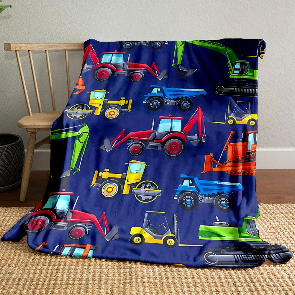 Boys Excavator Tractor Truck Throw Blanket bedroom Blanket for Livingroom Couch lunch break Soft throw for Friend's festival Gift