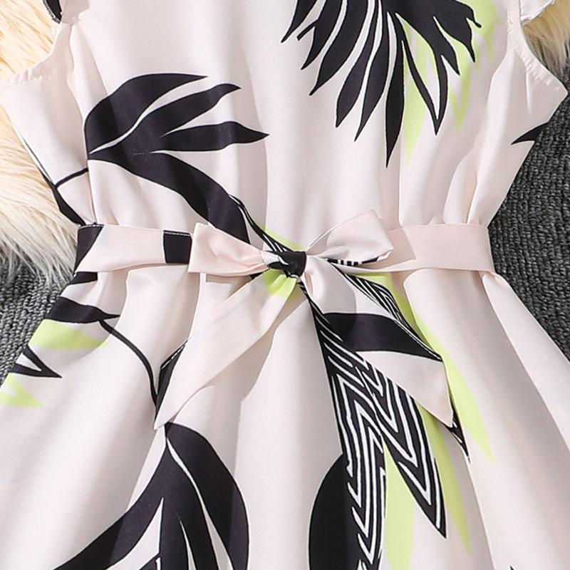 Kinder Mode Kleid Sommer Mädchen Süß Kurzarm Bedrucktes Kleid