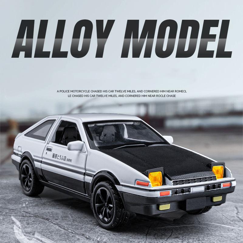 

New 1:36 Initial D AE86 Alloy Car Diecasts & Toy Vehicles Metal Toy Car Model Sound and light Collection Kids Toy чорний