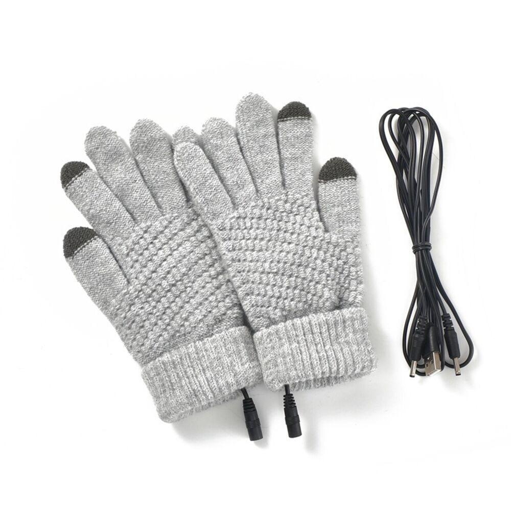 Thickened Winter Electric Mitten Heated Gloves Full Finger Warmer Touch Screen Knitted Gloves