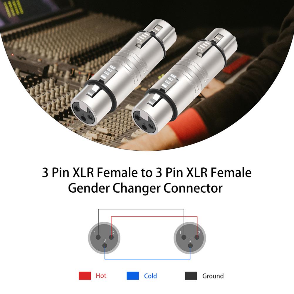 XLR 3 Pin To 3 Pin Microphone Line Adapter XLR Adapter XLR Female To Female 3 Pin Connector for Microphone Mixer