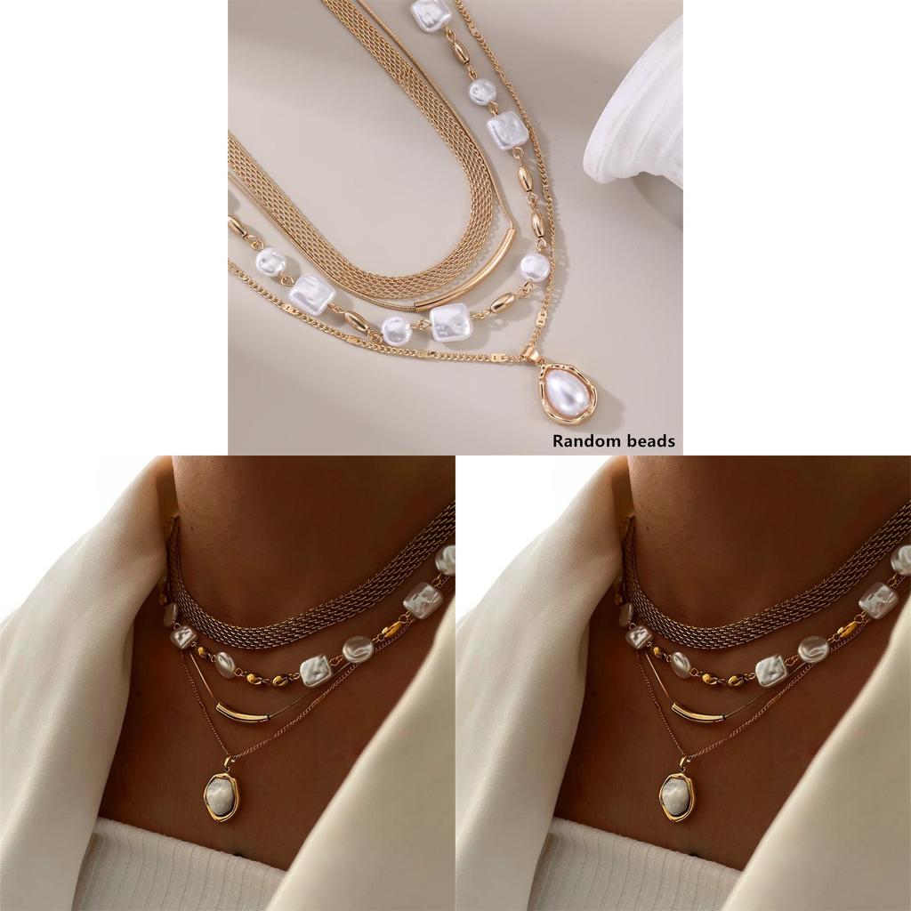 Geometric Pendant Necklace For Women With Alloy Chain Summer Jewelry Set