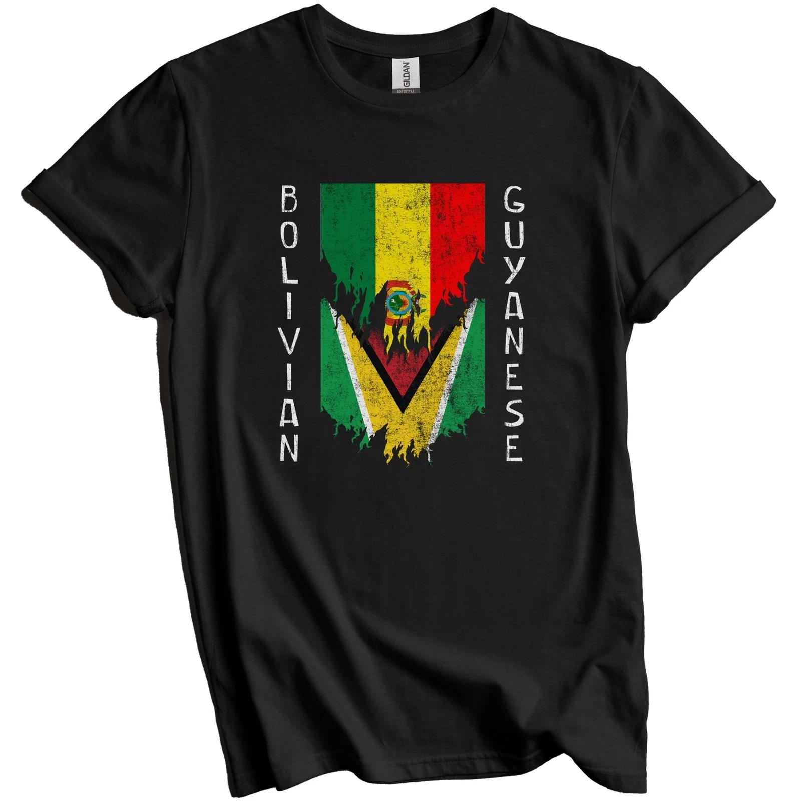 Bolivian Guyanese Flags Ripped Torn Bolivia Guyana T-Shirt 2XL