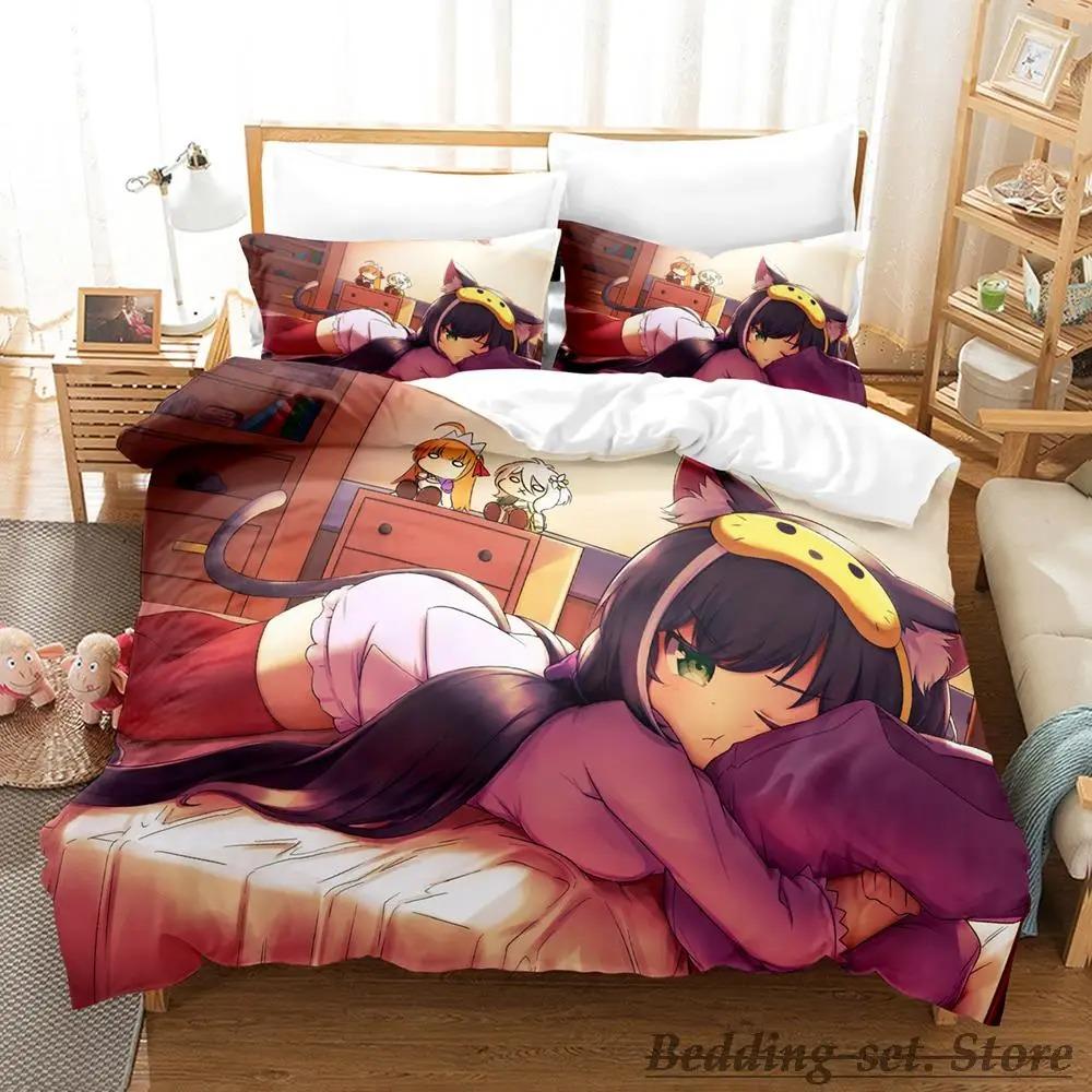 

Комплект постельного белья Kawaii Kyaru Single Twin Full Queen King Size Bed Set Adult Kid Bedroom Duvetcover Sets Anime Grils EU Double 200x200cm