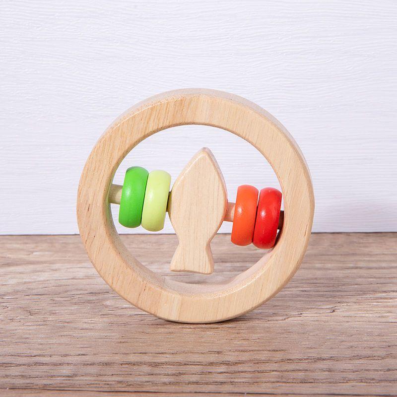 Montessori Baby's Rattle Molar Biteable Comfort Toy Wooden Newborn0-1Year-Old Baby Grip