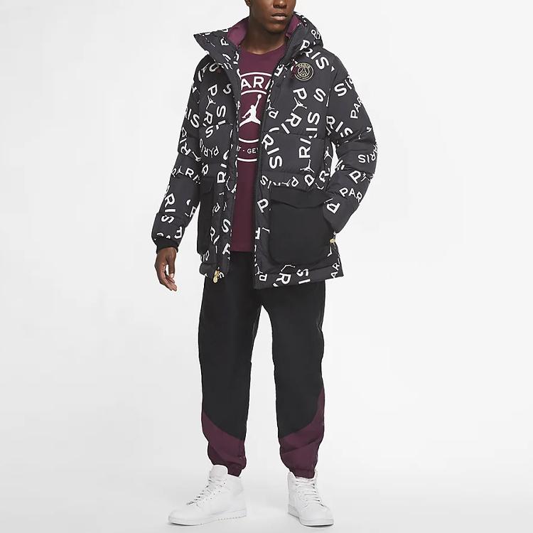 Jordan Paris Saint-Germain Casual Hooded Down Jacket Men Outerwear Black CK9737-010