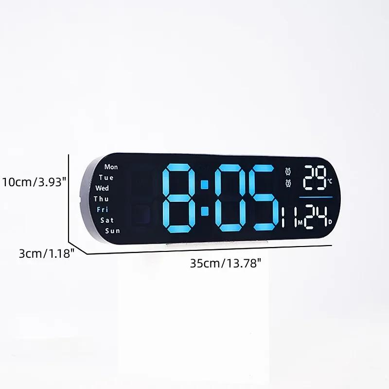 Large-screen LED Ambient Light Wall Clock Temperature Date Week Display Remote Control Home Living Room Decorative Wall Clock