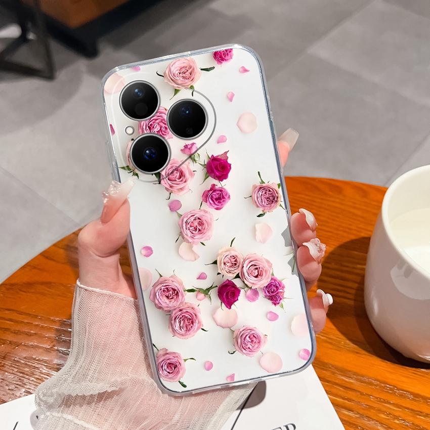 Für Huawei Pura 80 Ultra Honor Magic5 Pro 400 Hülle Etui Zweige Blume Weidenmuster Transparent Weich TPU Staubdicht Schutzhülle Für Huawei Hülle