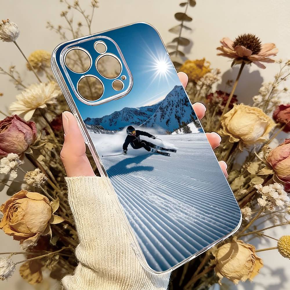 Sport Snowboarding Phone Case For iPhone 17 16 15 14 13 12 11 Mini Pro Max Plus Transparent Cover