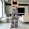Ice silk wide-leg pants women's summer thin new Chinese ink cool pants high-waisted casual pants trousers women's clothing