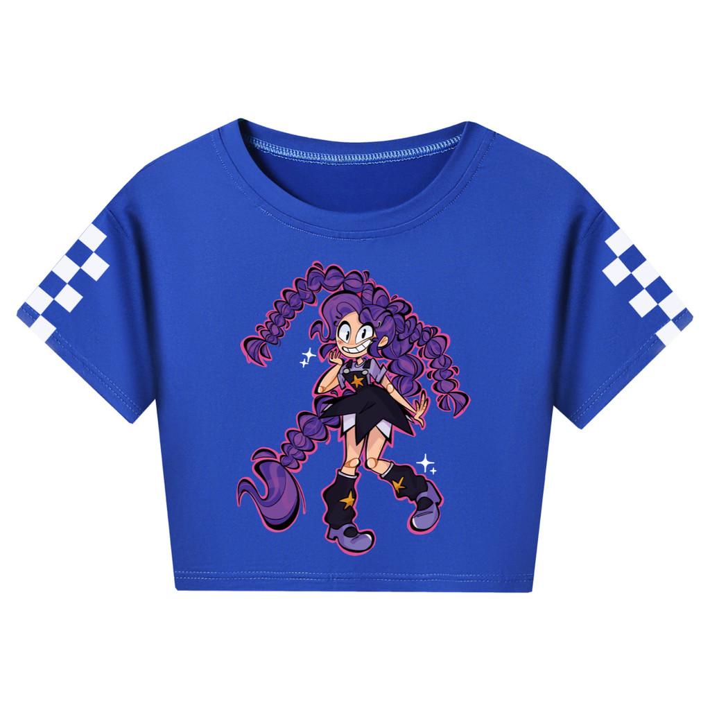 5630 Children Girls Bobi Lily Lovebraids Print Short Sleeves Short T-Shirt 110cm темно-синий