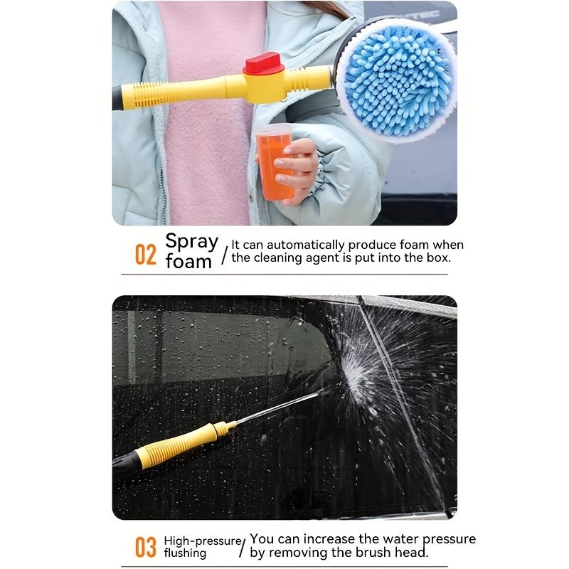 360° Rotating Microfiber Car Wash Brush Kit | Detachable Telescopic Cleaning Brush with Soap Dispenser for Vehicles, Yard, Garden, Pets