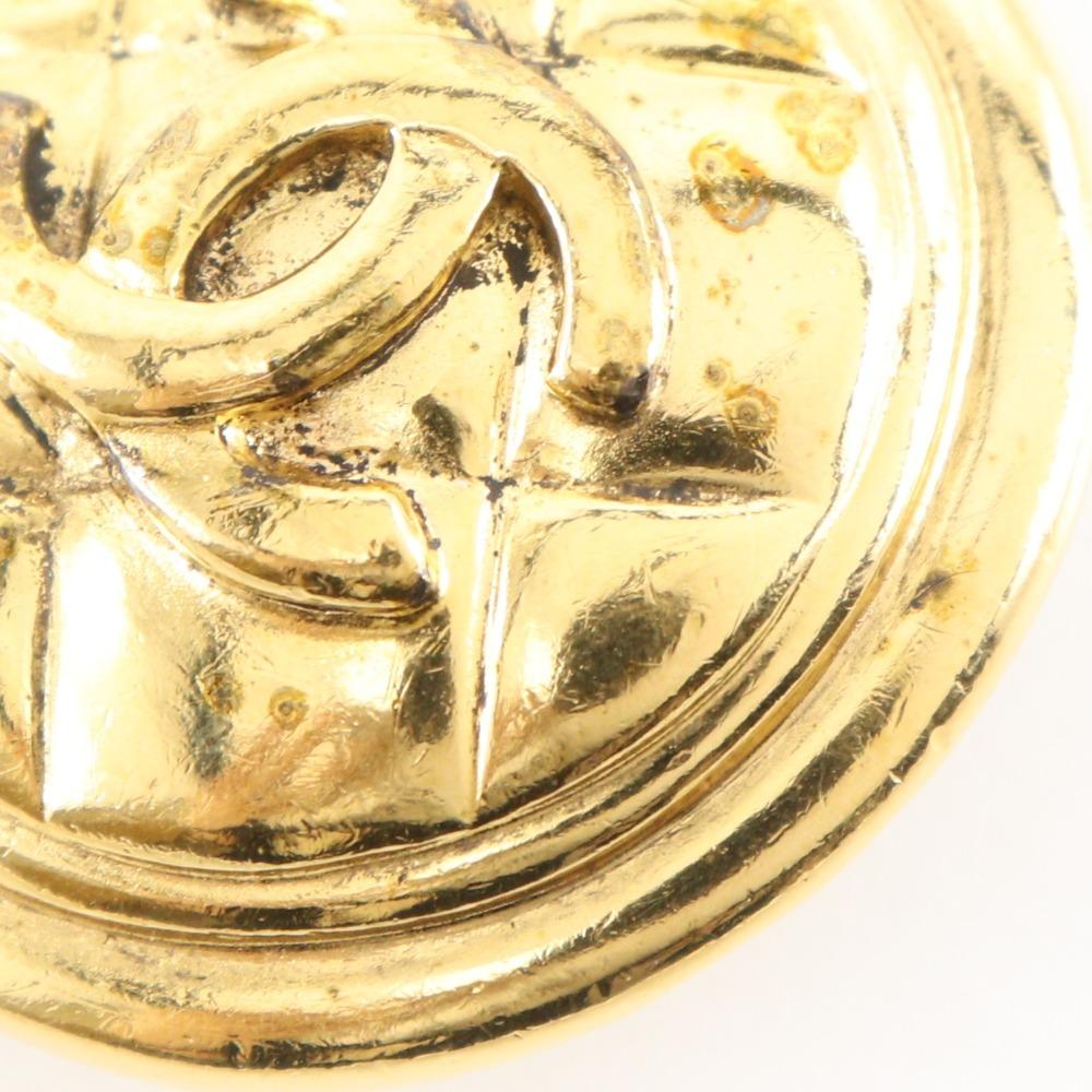 CHANEL COCO Mark Earring Matelasse Plated Gold 28g Women Used