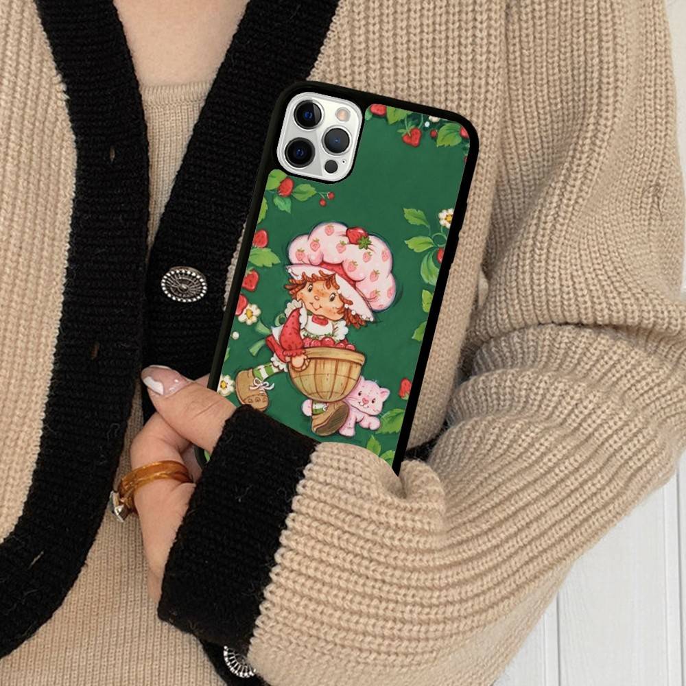 Animated S-Strawberry S-Shortcake Phone Case For IPhone 17 16 Pro Max 11 12 13 14 15 Hard PC+TPU Bracket Back Cover