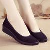 Women's White Slope Heel Work Comfortable Flat Ancient Style Cloth Shoes White Shoes