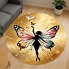 1pc Butterfly Fairy Round Chair Mat Office Area Rug - Non-Slip, Floor Mat for Office, Bedroom, and Indoor Decor P127007
