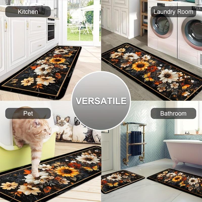 1PC Tranquil Waters Kitchen Rug Non-Slip Door Mat Pop design Bathroom Rug Bath Mat Carpet for Home Sink Laundry ecoreeree