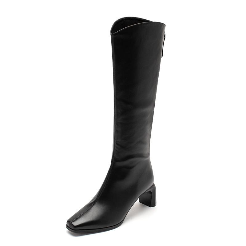 Augustine boots women's autumn 2025 new thin square head high heel French retro boots knight boots