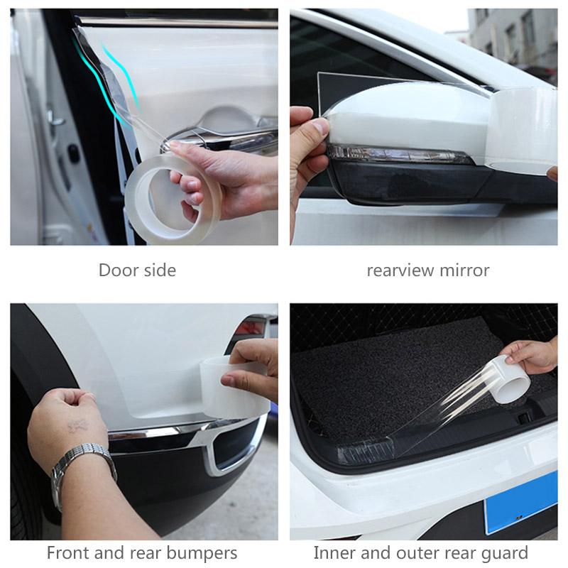 SEAMETAL Car Stickers Door Edge Protector Universal Car Door Sill Sticker Anti Scratch Transparent Film Auto Threshold Guard Interior Mirrors 6