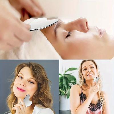 Soothing and Cooling, Stainless Steel Gua Sha Facial Massager - Cooling Eye and Face Tool for Firming, Jawline and Relaxation