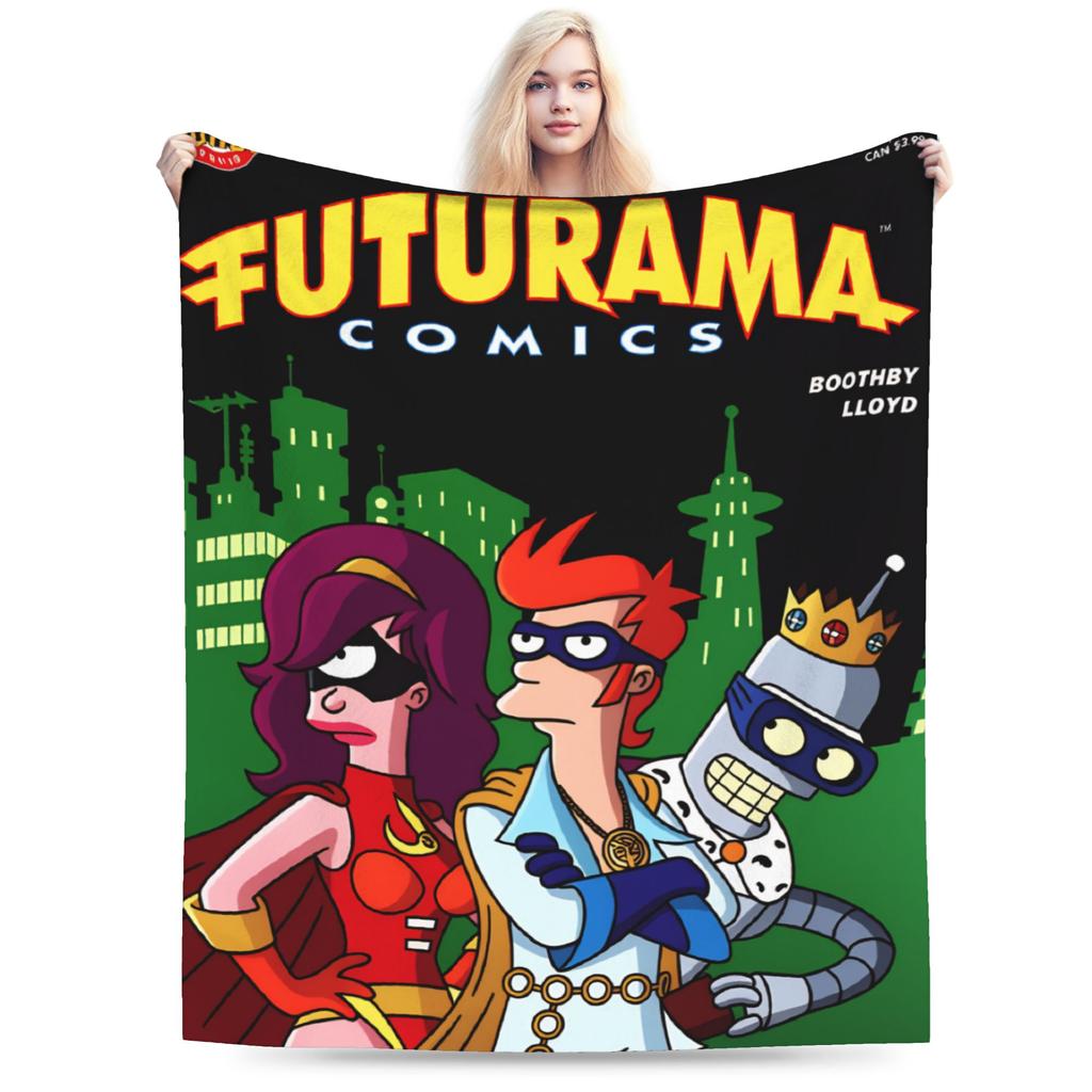Futuramas Cartoon Comic Blanket Quality Warm Throw Blanket Winter Girls Boys Couch Chair Sofa Bed Funny Bedspread