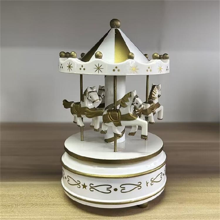 Hand Cranked Christmas Musical Carousels Box Ornament Wind Up Mechanism Music Box Ideal Gift Holiday Festives Decoration