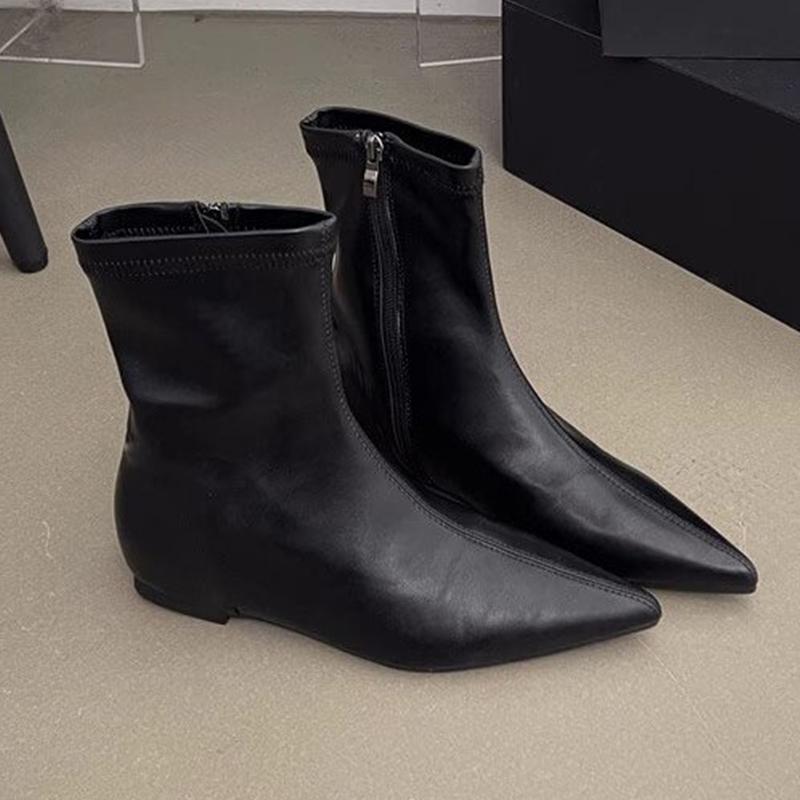 Fashion Pointed Toe Women's Ankle Boots Flats Designer New Dress Shoes Fashion Autumn Woman Botas 2025 Casaul Goth Chelsea Boots Mujer
