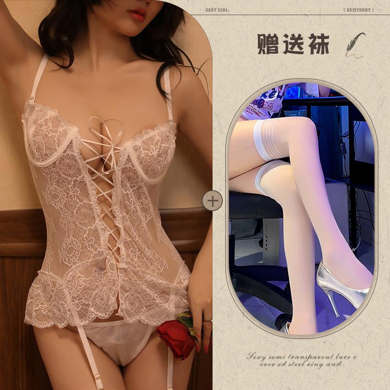 New sexy underwear one-piece sexy transparent mood lace big tits temptation suspender miniskirt