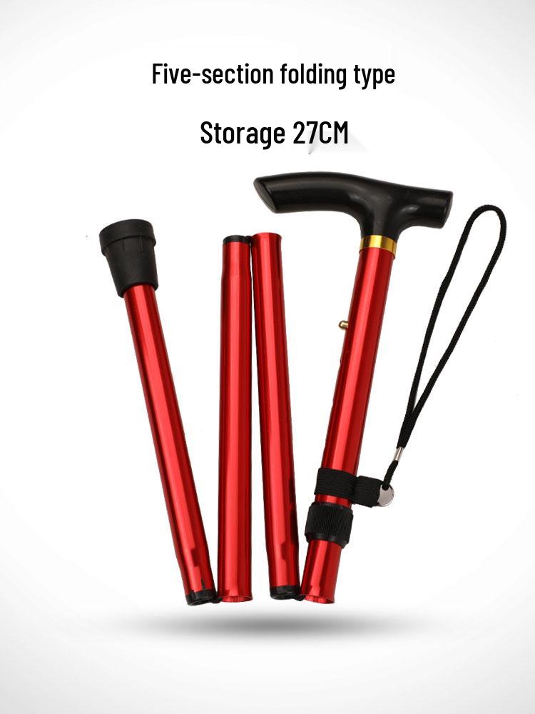 Five-Section Folding Ultra-Short Trekking Poles with T-Handle and Adjustable Telescopic Design for Hiking and Mountaineering