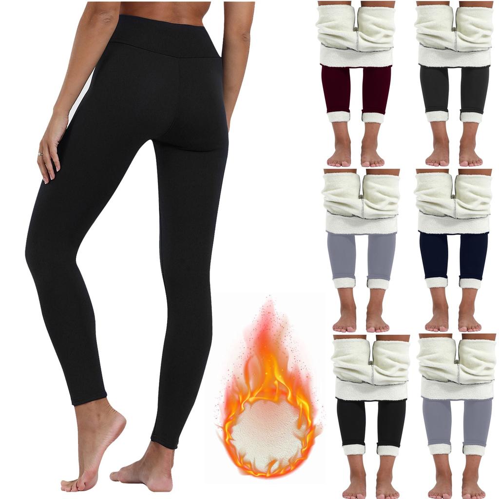 Women Warm Stretch Yoga Leggings High Waist Tight Sports Pants