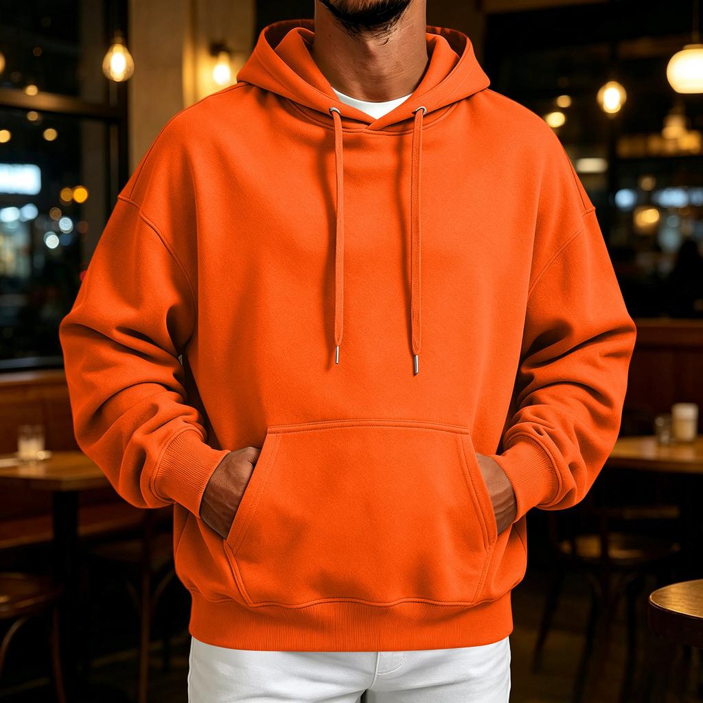 Men's Retro Hoodie Loose Fit Casual Pullover Sweatshirt for Fall Winter