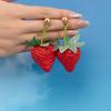 Cute cartoon funny mini simulation strawberry pendant earrings fashionable versatile fruit pastoral gift